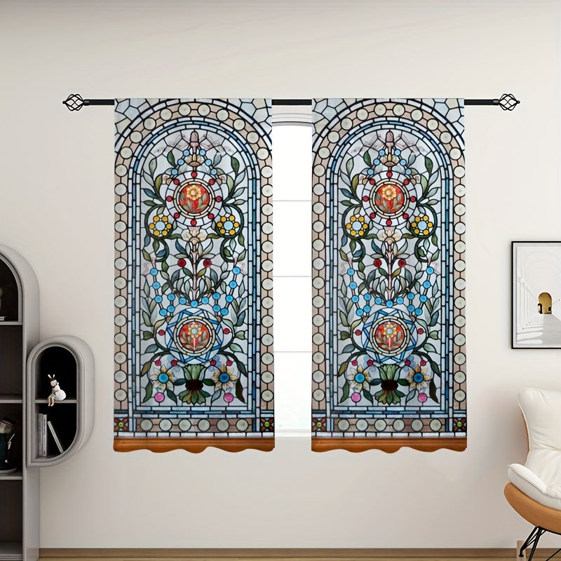 European Gothic Floral Curtains for Living Room