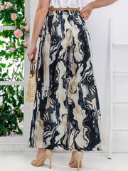 Abstract Print Wide Leg Pants Waist Tie Casual Pants Women's Clothing