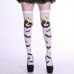 5 Pairs Halloween Bat Thigh High Socks Over The Knee Stockings