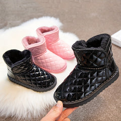 Girl's Solid Snow Boots Warm Fleece Cozy Non slip Ankle Boots