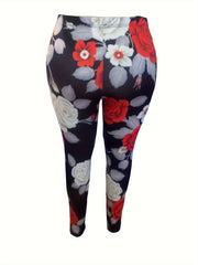 Rose Print High Rise Leggings