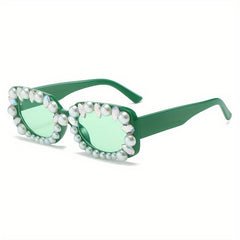 Rectangle Sunglasses Faux Pearl Funny Candy Glasses UV400