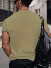 Men's Letter Print T-shirt Casual Crew Neck Tee Top