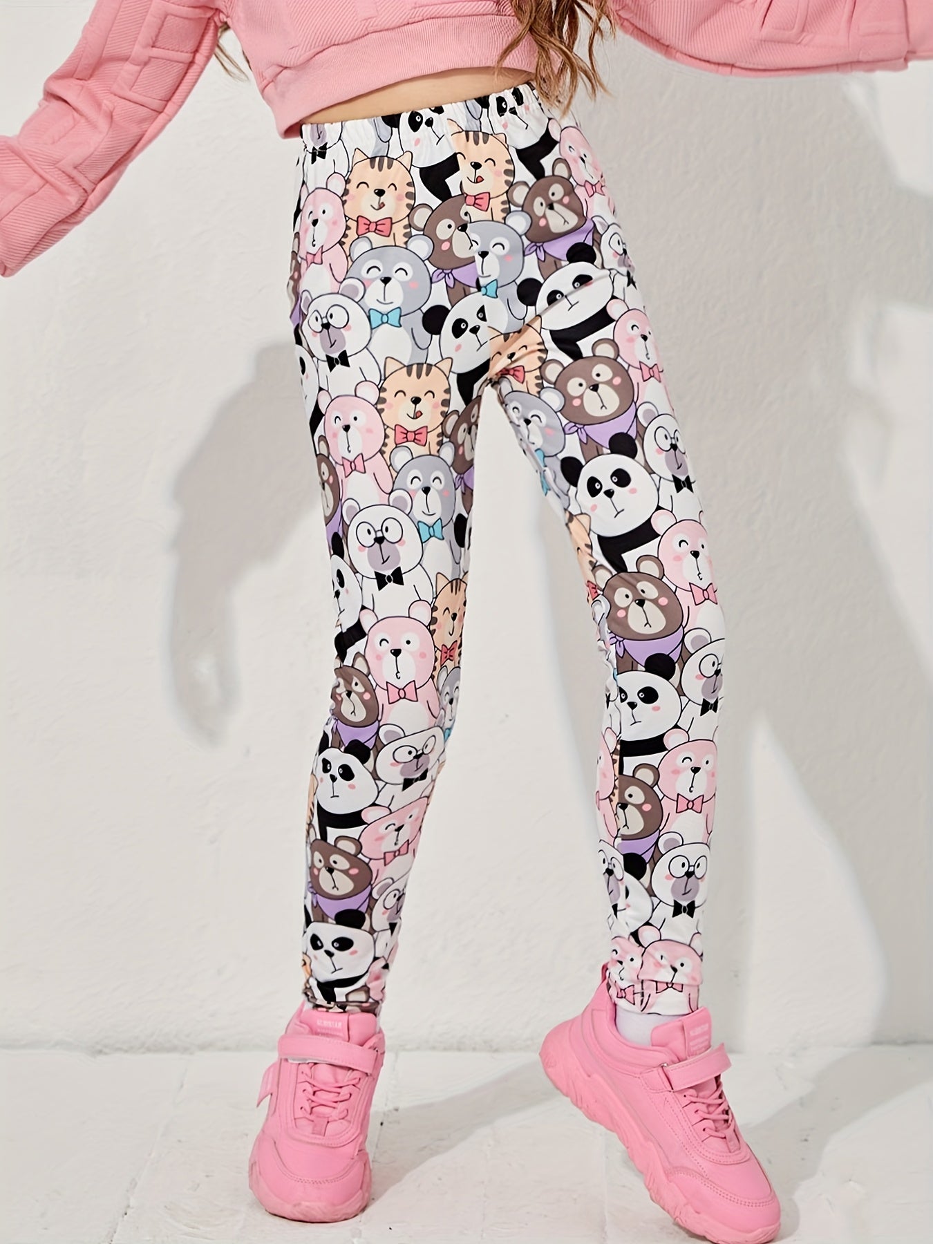 Girl's Cartoon Animal Graphic Leggings Stretch Pants