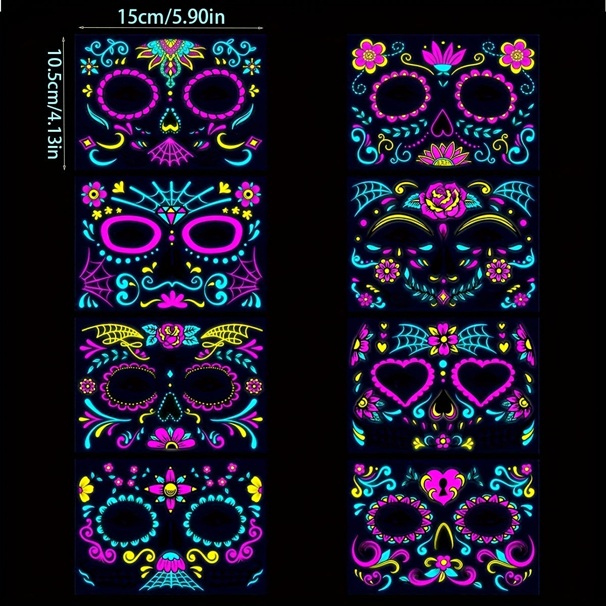 Halloween Neon Face Stickers Masquerade Tattoo Stickers