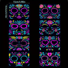 Halloween Neon Face Stickers Masquerade Tattoo Stickers