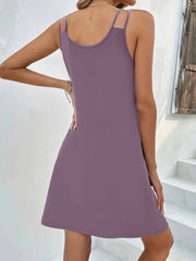 Spaghetti Strap V Neck Dress Sexy Solid Versatile Midi Dress
