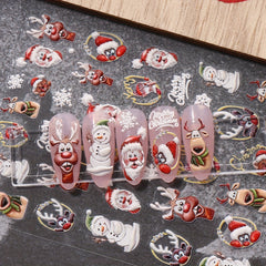 3pcs Christmas Cartoon Nail Stickers Santa Claus Snowflake Decoration Tools
