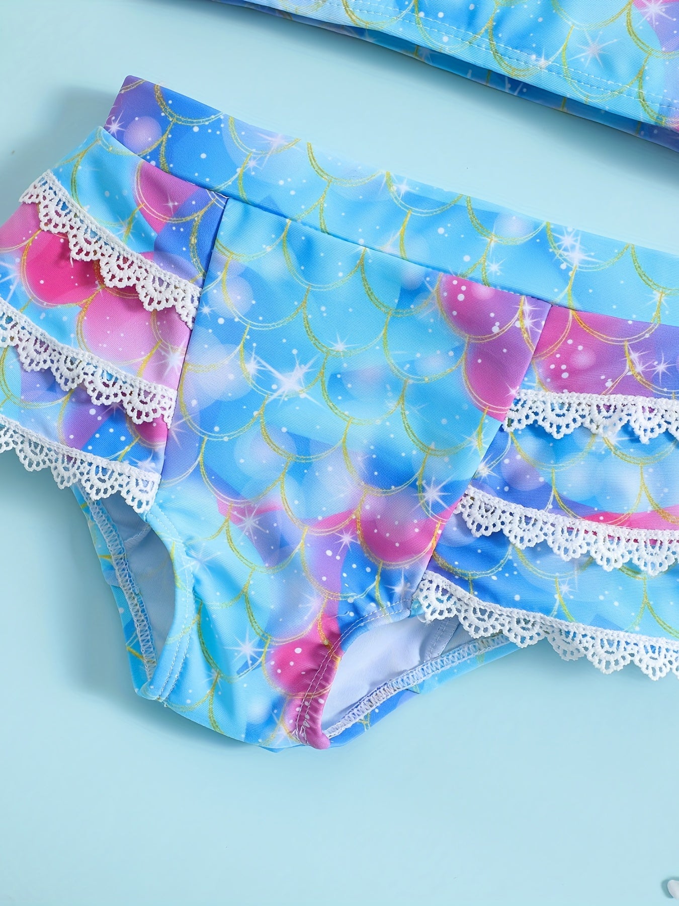 Girls' Fish Scale Bikinis 2pcs Swimsuits for Pool & Beach