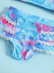 Girls' Fish Scale Bikinis 2pcs Swimsuits for Pool & Beach