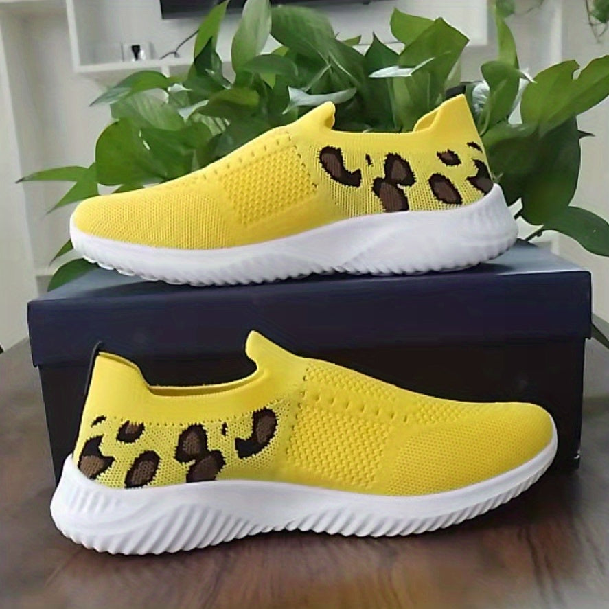 Leopard Print Sneakers Casual Lace Up Running Shoes