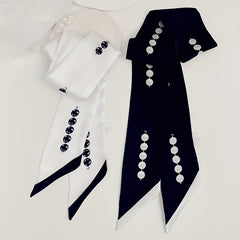 Beads Print Skinny Scarf Neck Tie Long Hair Ribbon Decorative Bag Wrap