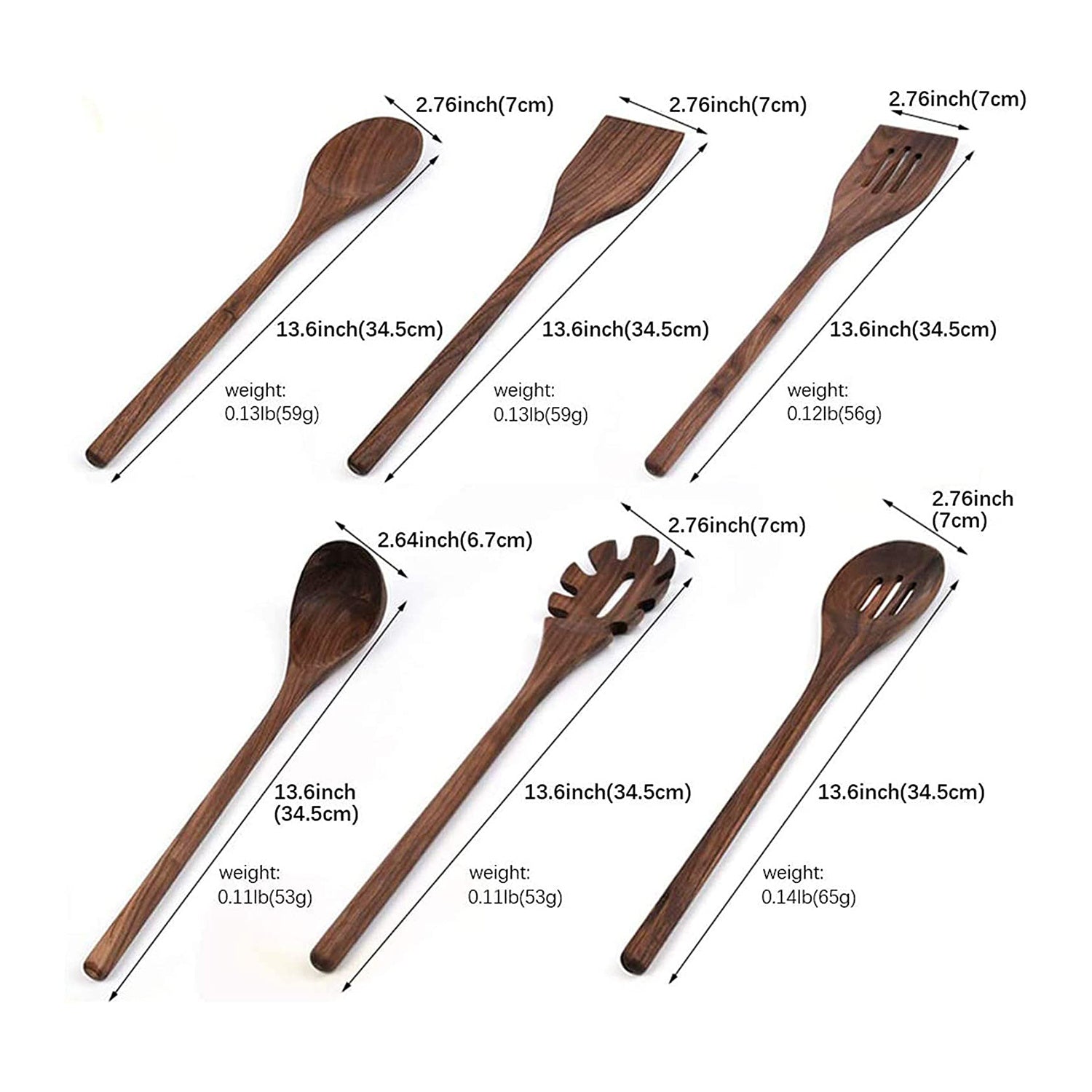 6pcs Walnut Wood Kitchen Utensils Set for Cooking