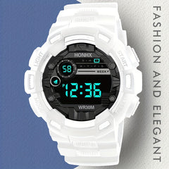 Teen Casual LED Digital Watch Silicone Band Multifunctional Electronic Gift