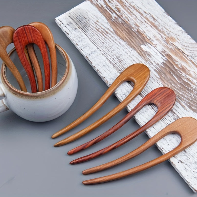 Minimalist Wood Hair Fork for Thick Hair Minimal Bun and Ponytail Holder
