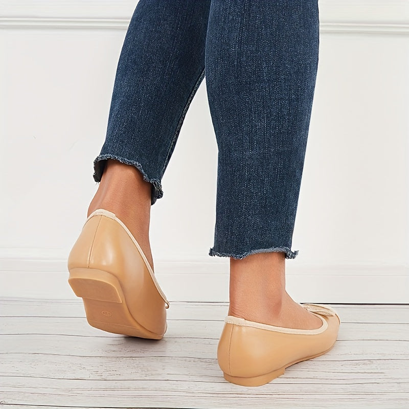 Bowknot Ballet Flats Cap Toe Soft Sole Slip On Shoes for Women