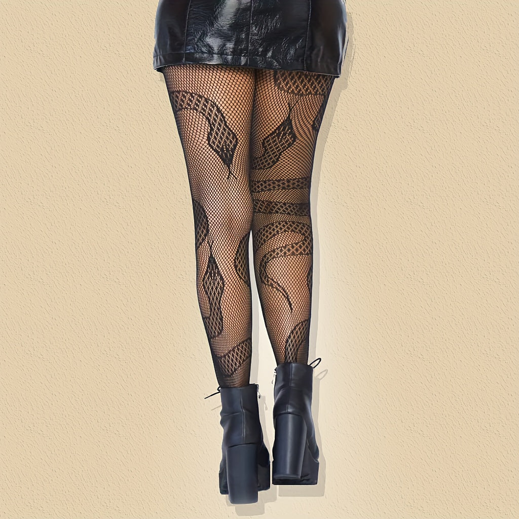 2 Pairs Plus Size Gothic Stockings Set Skull & Snake Pattern Tights