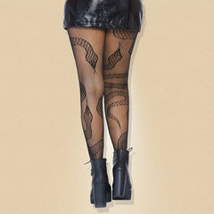 2 Pairs Plus Size Gothic Stockings Set Skull & Snake Pattern Tights