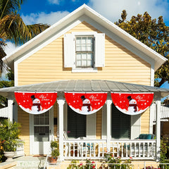 Christmas Half Fan Banner Flag Snowman Christmas Tree Garland
