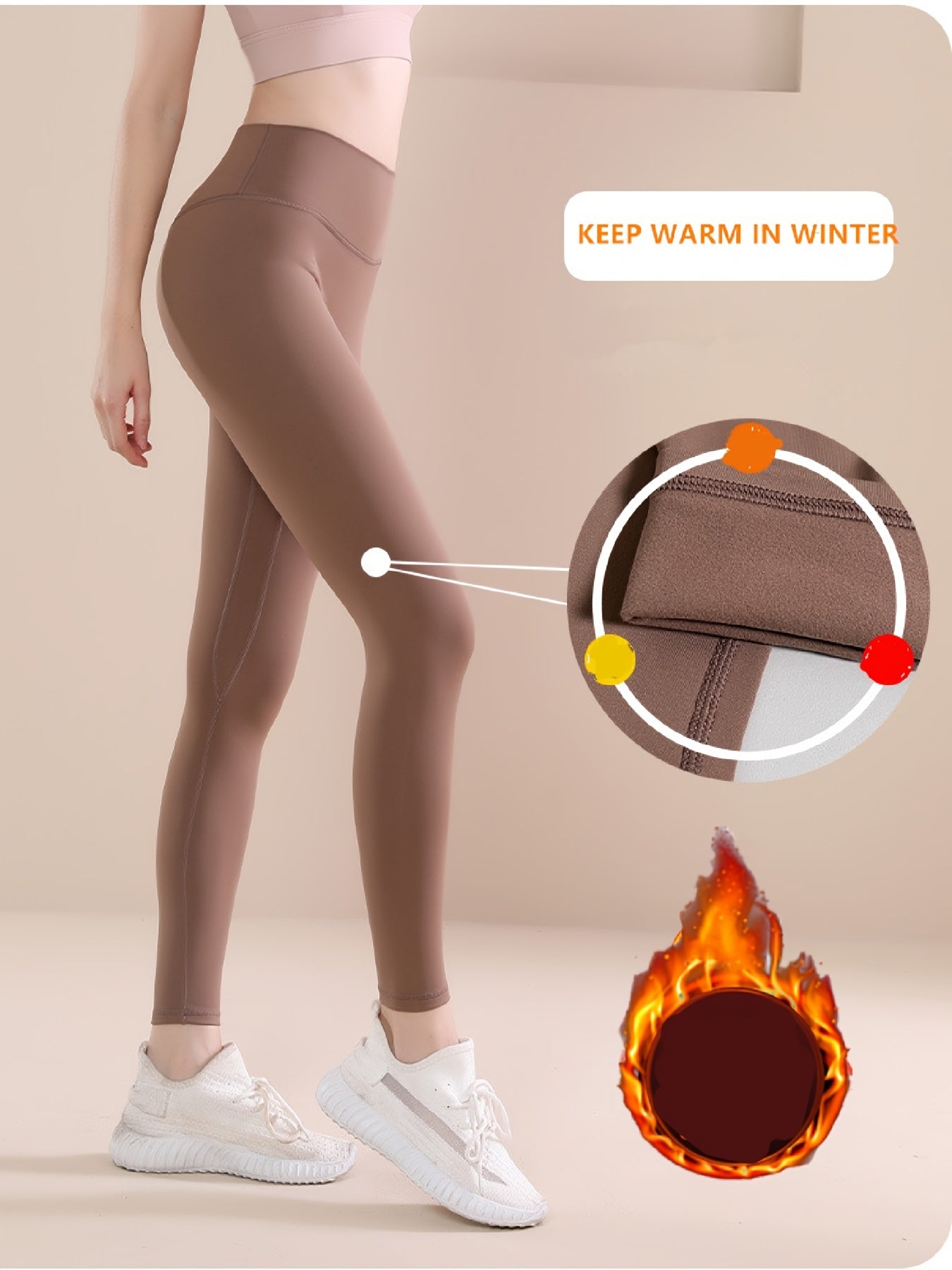 High Waist Fleece Yoga Leggings Soft Slim Fit Sports Pants