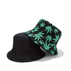 Men's Leaves Print Bucket Cap Outdoor Fisherman Sun Hat