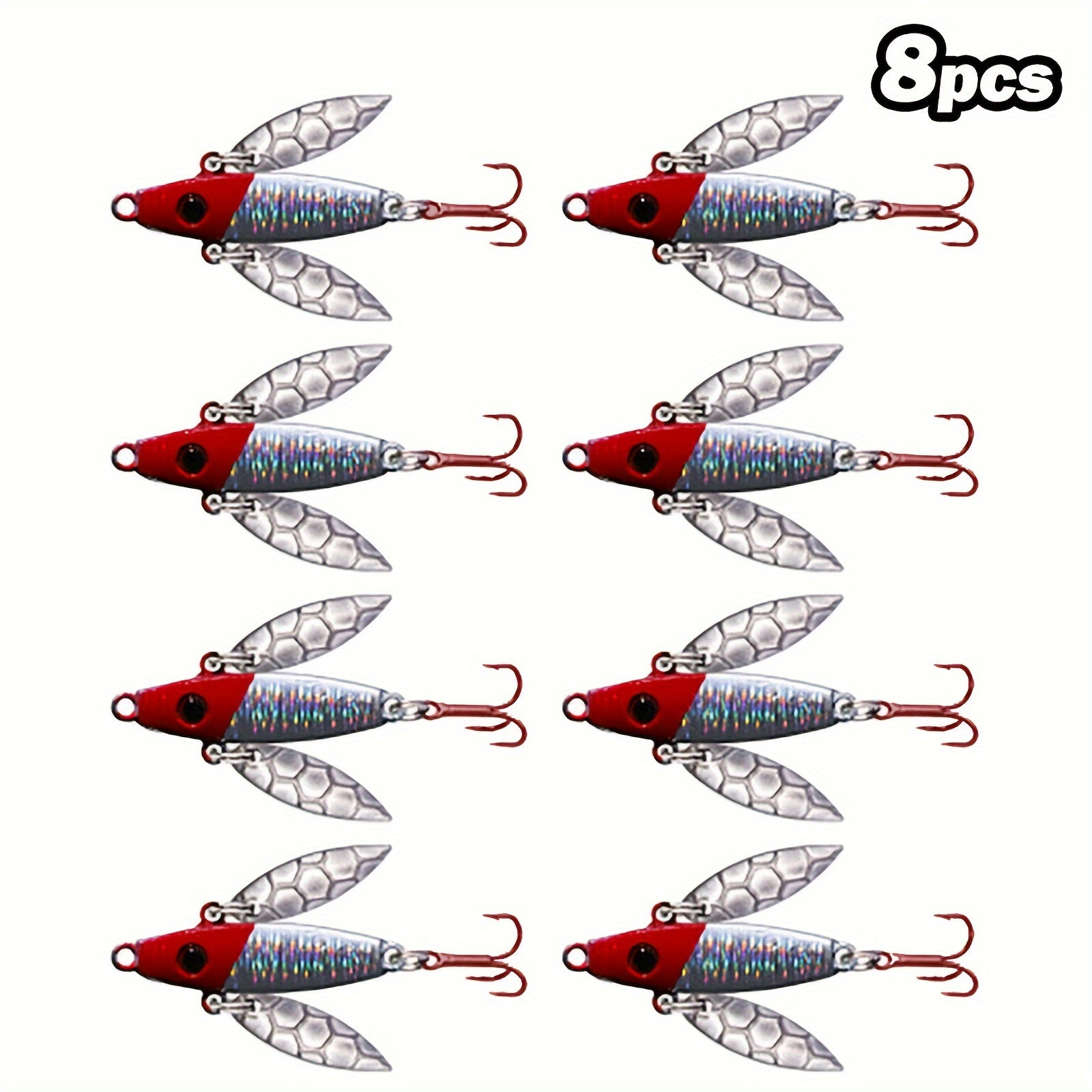 8pcs Winter Ice Fishing Lures Balancer Carp Walleye Perch Various Colors