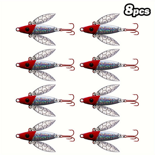 8pcs Winter Ice Fishing Lures Balancer Carp Walleye Perch Various Colors