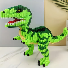 Green Dinosaur Building Blocks 3D Puzzle with Realistic Feathers & Teeth