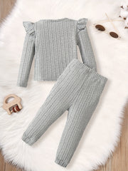 Toddler Ruffle Long Sleeve T-shirt Top Pants Fall Winter Outfit