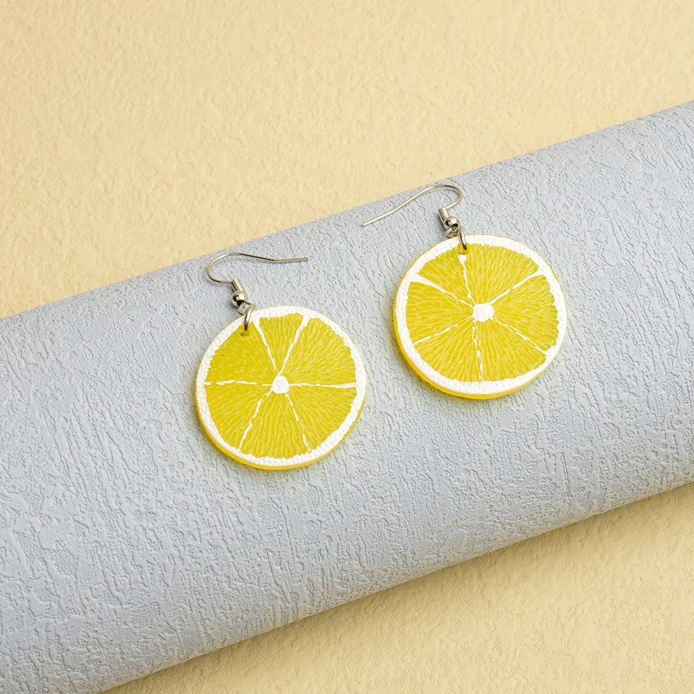 Fruit Dangle Drop Earrings Lemon Lime Orange Acrylic Summer Fun Jewelry