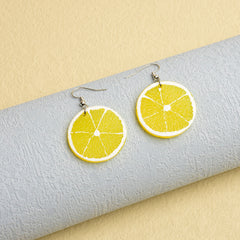 Fruit Dangle Drop Earrings Lemon Lime Orange Acrylic Summer Fun Jewelry