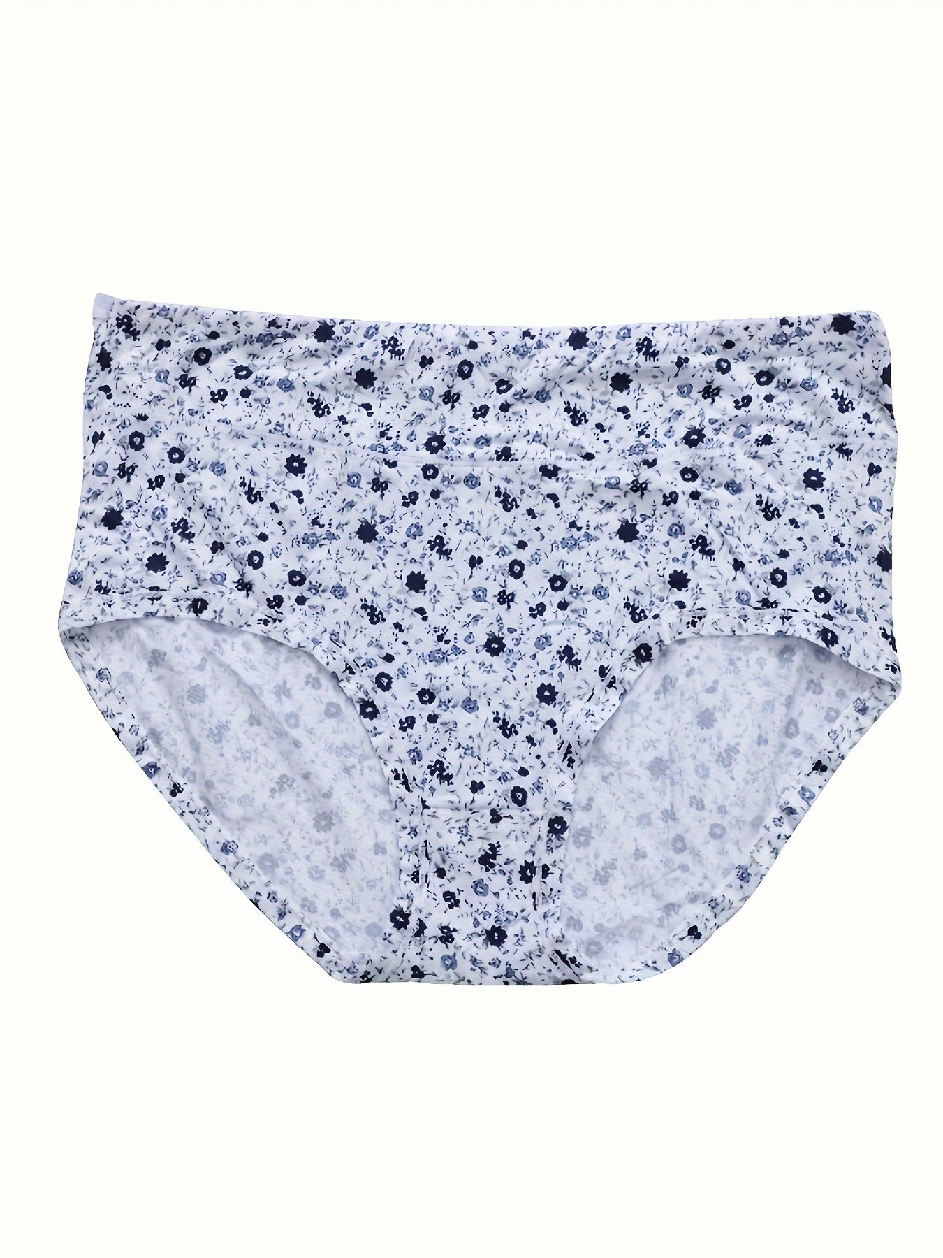 4 Pcs Women's Plus Ditsy Floral Print Comfort Briefs