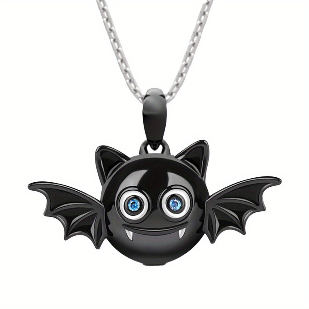 Girl's Bat Pendant Necklace Zircon Halloween Gift
