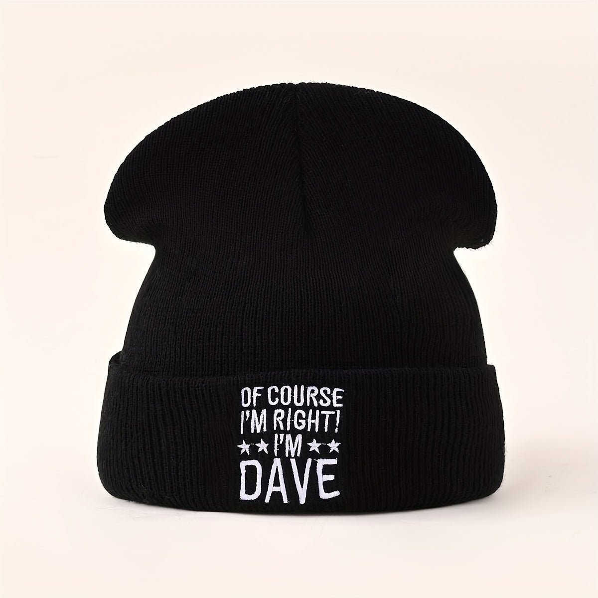 Y2K DAVE Embroidered Knitted Hat Ear Protection Warm Beanie