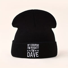 Y2K DAVE Embroidered Knitted Hat Ear Protection Warm Beanie