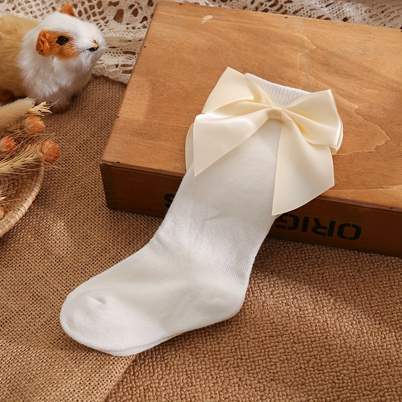 6 Pairs Girls Knee High Socks Bowknot Sweet Socks for Christmas Birthday Party