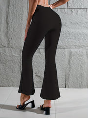 Ribbed Yoga Flared Leggings High Waist Wide Leg Pants