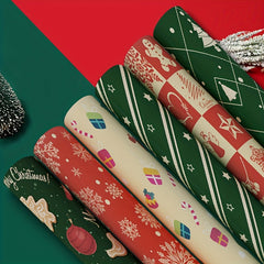 5pcs Christmas Gift Wrapping Paper, Santa Reindeer Snowman Pattern