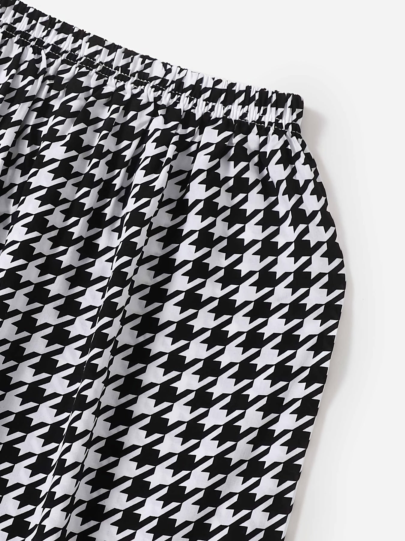 Girls Houndstooth Sweatpants Elastic Waist Casual Sport Pants