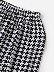 Girls Houndstooth Sweatpants Elastic Waist Casual Sport Pants
