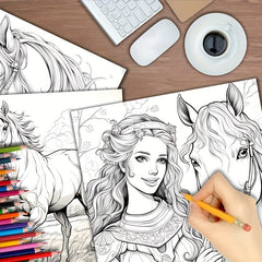 Fantasy World Of Horses Painted Book 40 Images Thickened 20 Pages