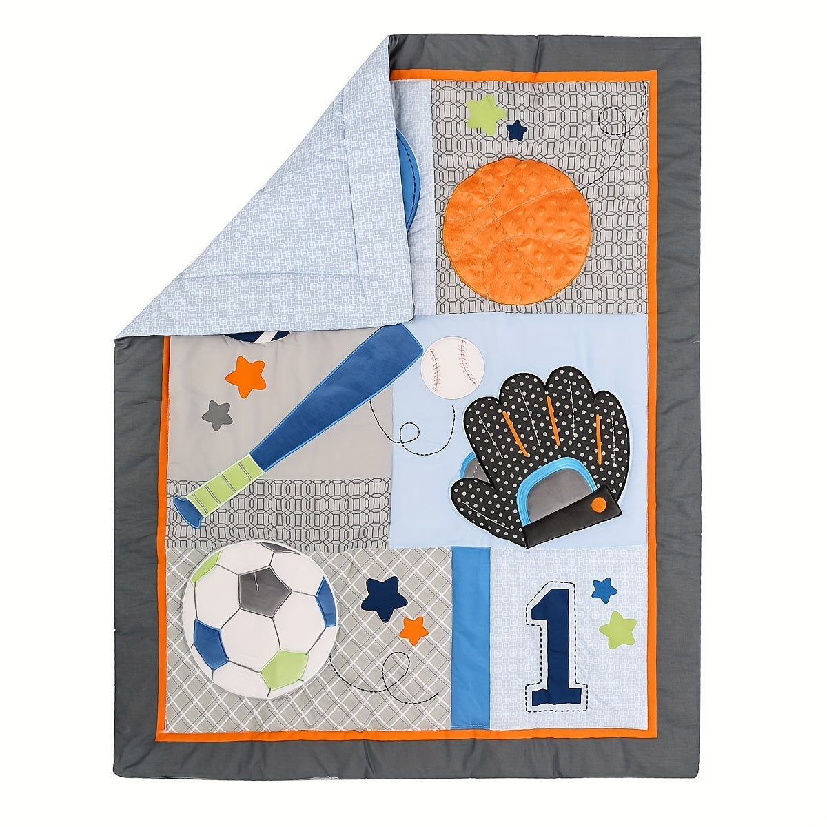 3pcs Sports Print Baby Bedding Set Crib Bedding Set For Children Nursery Kids