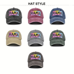 MAMA Graffiti Print Baseball Cap Distressed Cotton Dad Hats