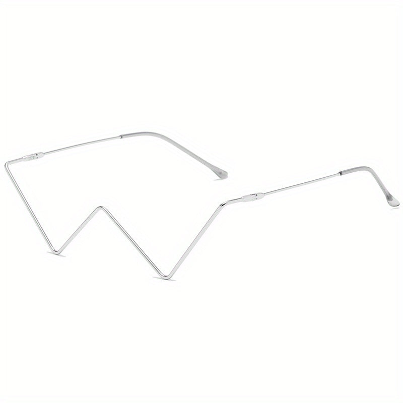 Y2K Rhinestone Glasses Frame Sparkling Metal Lensless Glasses