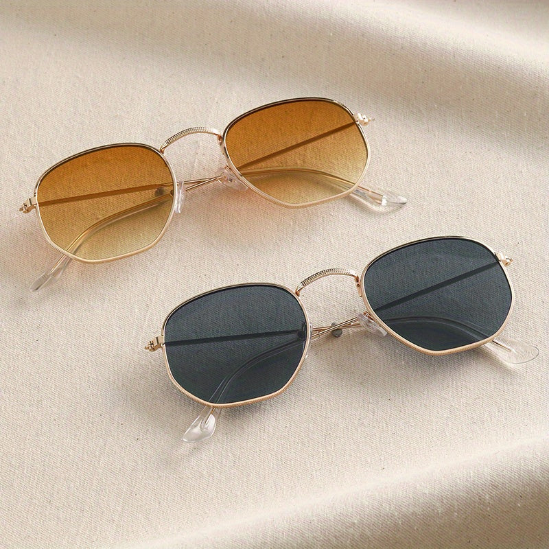 2 Pairs Men's Oval Frame Sunglasses Mixed Metal PC Eyewear