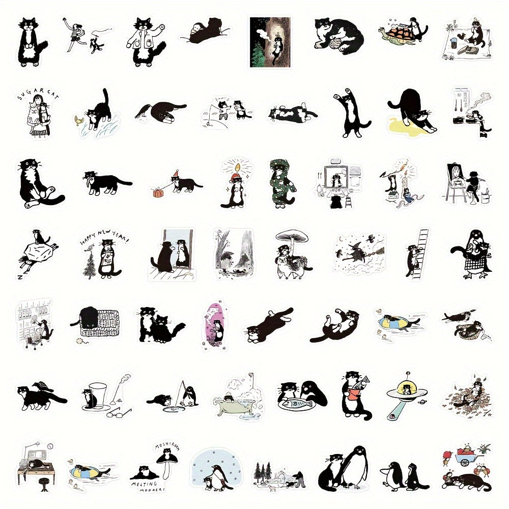60pcs Cartoon Kitten Series Stickers for Laptop Helmets Water Cup Decoration