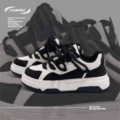 HUANQIU Lace-up Low Casual Skate Shoes Platform Outdoor Sneakers
