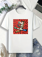 Comics Style Horse Print Men's Tee for Outdoor Gift