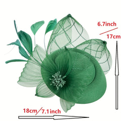 Women Flower Feather Hair Clip Head Piece Horse Race Wedding Hat