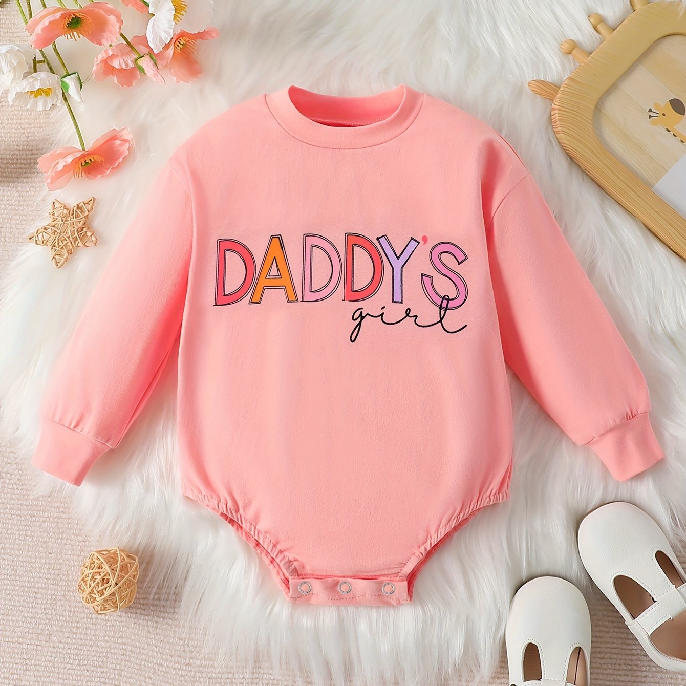 Daddy's Girl Triangle Romper Long Sleeve Cotton Baby Onesie Bodysuit